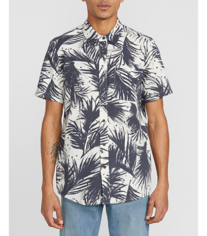 VOLCOM MENS MAS PALMAS S/S DRESS SHIRT - WHITE FLASH