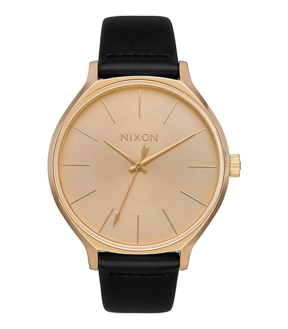 NIXON CLIQUE LEATHER WATCH - ALL GOLD / BLACK