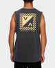 RVCA MENS CHECK MATE MUSCLE - BLACK ACID