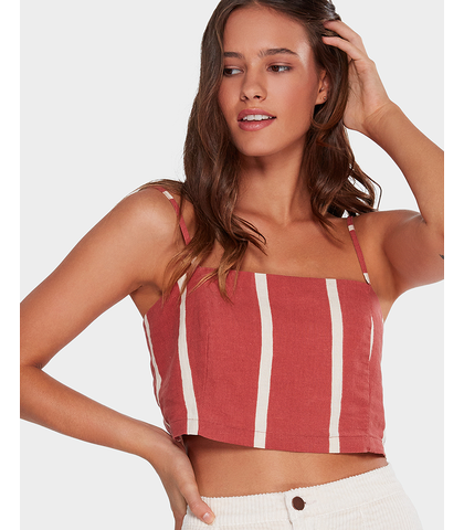 BILLABONG LADIES ROCKPOOL STRIPE CAMI - REDROCK