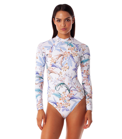 RHYTHM LADIES COPACABANA L/S ONE PIECE SWIMSUIT - WHITE