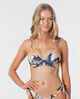 RIPCURL LADIES SUNSETTERS FLORAL TRI BIKINI TOP - DARK BLUE