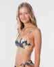 RIPCURL LADIES SUNSETTERS FLORAL TRI BIKINI TOP - DARK BLUE