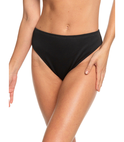 ROXY LADIES ULUWATU WAVES FULL MID WAIST BIKINI PANT - BLACK