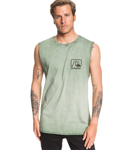 QUIKSILVER MENS SHAPER SCRIPT MUSCLE - AGAVE GREEN