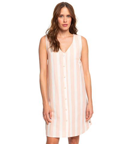 ROXY LADIES SENSE OF SUMMER DRESS - EVENING SAND BASIC STRIPE