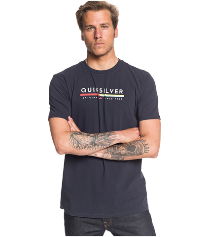 QUIKSILVER MENS RETRO LINES TEE - NAVY BLAZER