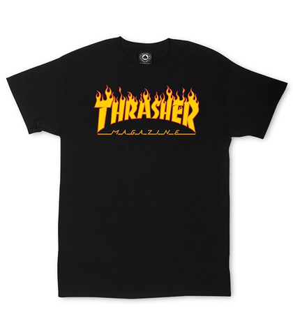 THRASHER FLAME LOGO TEE - BLACK