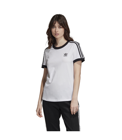 ADIDAS LADIES 3 STRIPE TEE - WHITE 