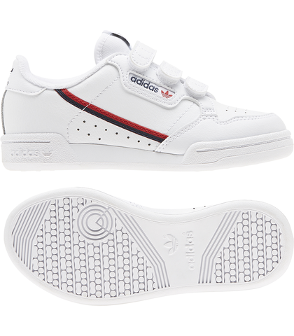 ADIDAS KIDS CONTINENTAL 80 SHOE - WHITE / SCARLET