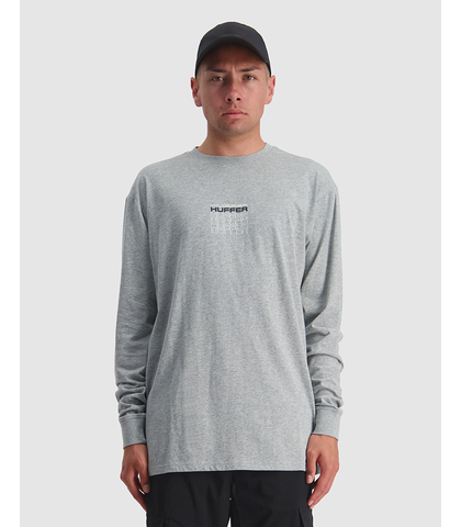 HUFFER MENS L/S SUP TEE - PILED UP - GREY MARLE