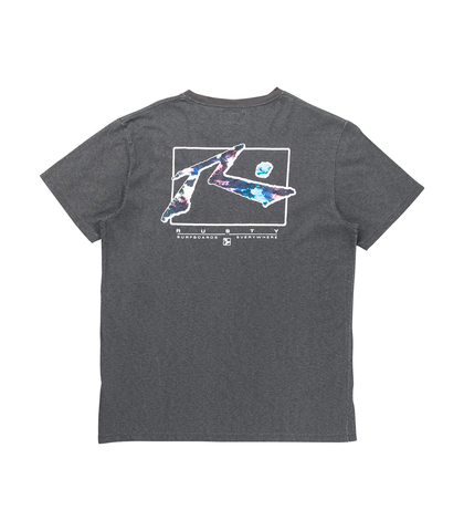 RUSTY MENS WASHED UP SHORT SLEEVE TEE - BLACK