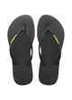 HAVAIANA'S SLIM LOGO METALLIC JANDAL - BLACK/GOLD