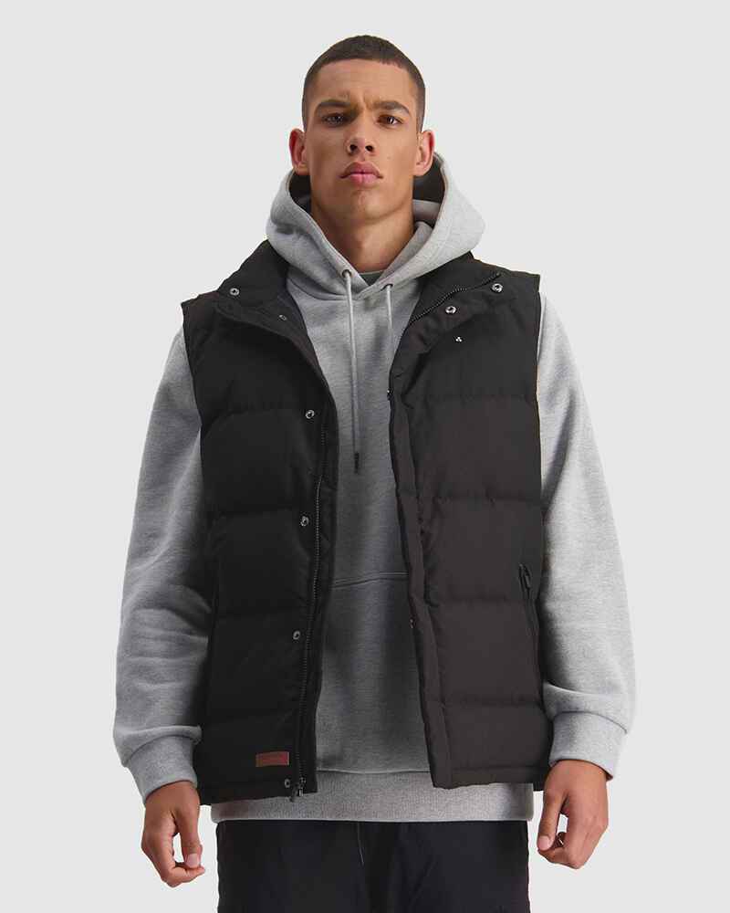 HUFFER MENS CLASSIC DOWN PUFFER VEST - BLACK - Mens-Tops : Sequence ...