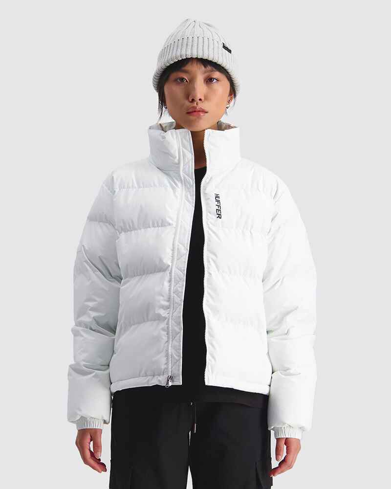 HUFFER LADIES TRACK PUFFER JACKET - WHITE - Womens-Top : Sequence Surf Shop  - HUFFER LADIES W20