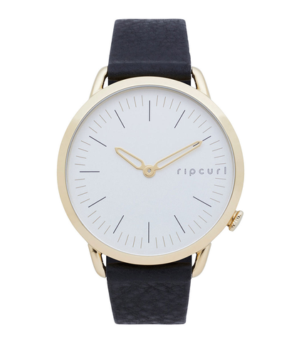 RIPCURL LADIES SUPER SLIM GOLD LEATHER WATCH - WHITE 1000