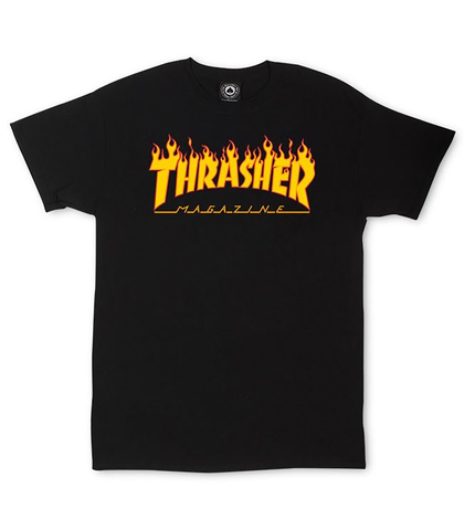 THRASHER FLAME TEE - BLACK