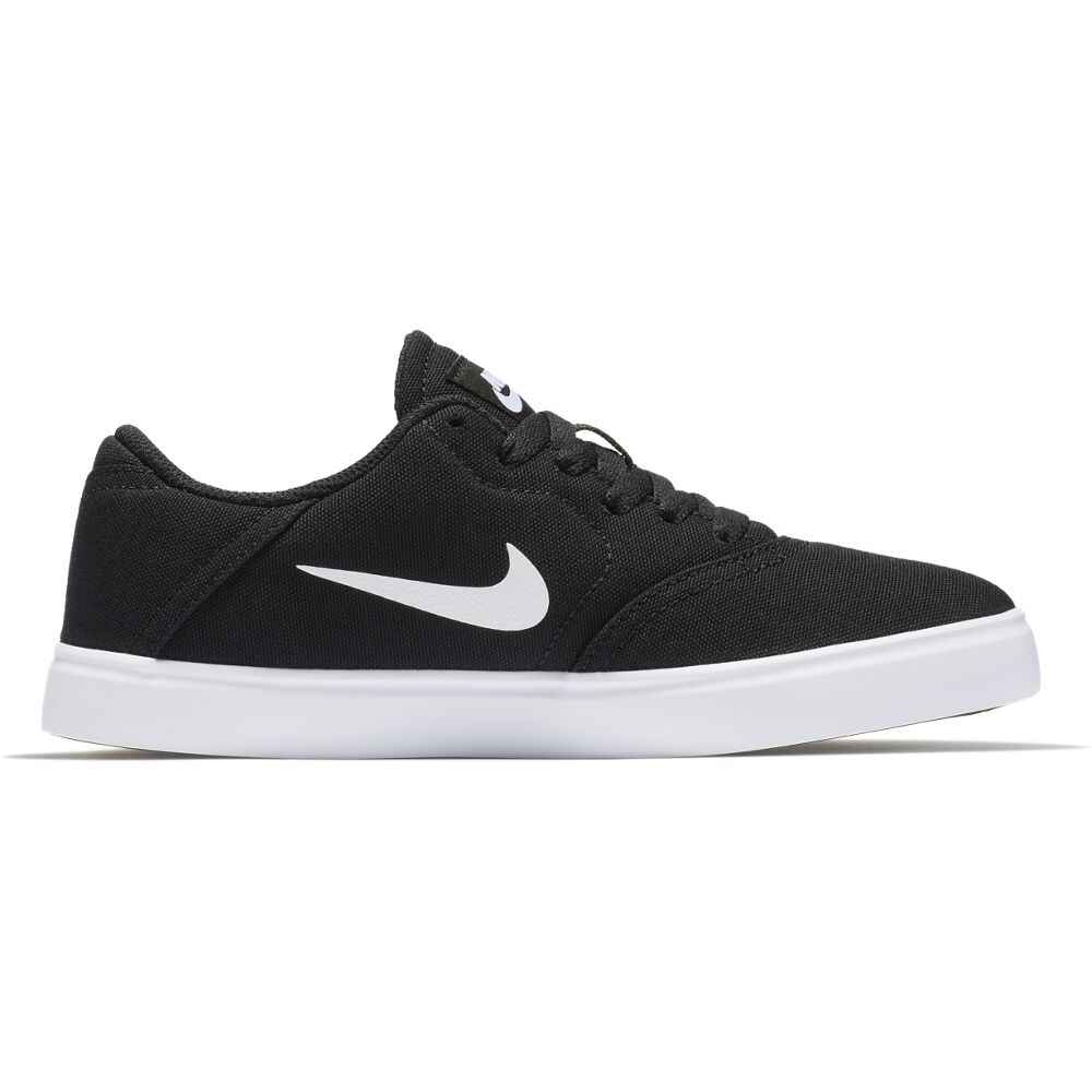 white nike shoes with black check