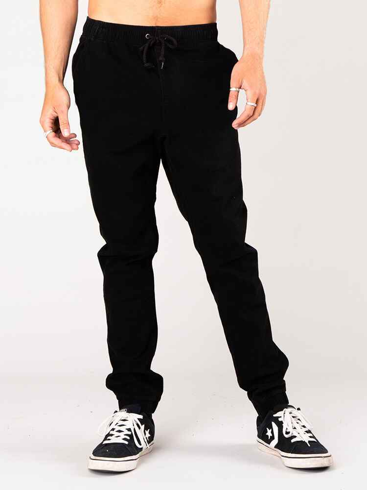 RUSTY MENS HOOK UP ELASTIC PANT - BLACK - Mens-Bottoms : Sequence Surf ...