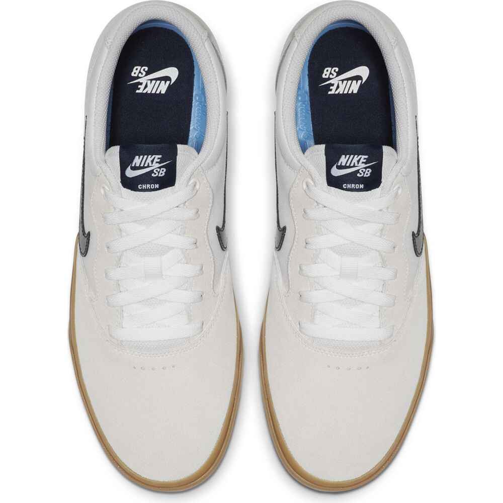 nike sb chron slr suede mix sneakers in white