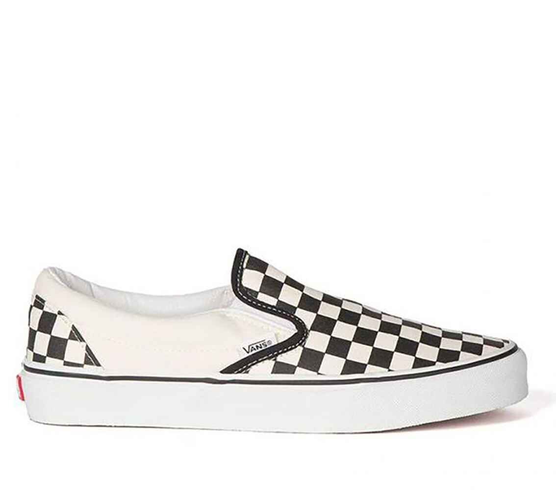 black and white checkered lace up vans