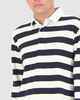 HUFFER MENS CLOCKED L/S RUGBY POLO - WHITE / NAVY