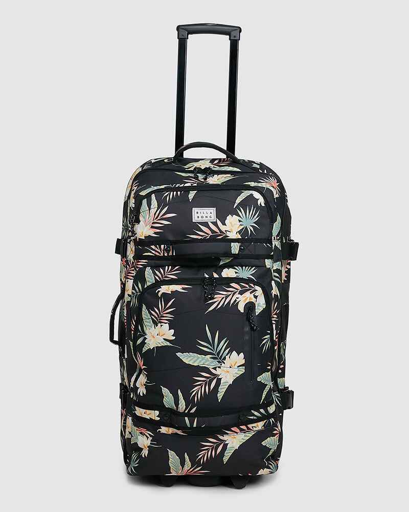 BILLABONG LADIES KEEP IT ROLLING TRAVEL BAG BLACK / GREEN Womens