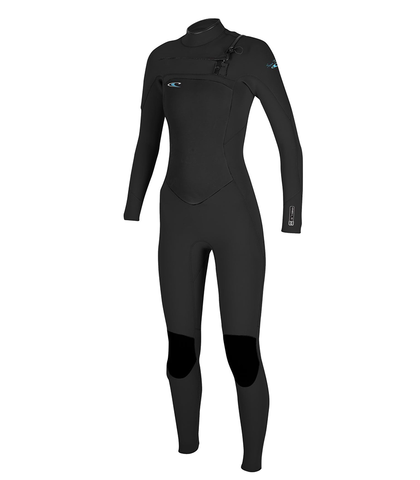 O'NEILL LADIES SUPERFREAK FUZE C/ZIP 4/3 STEAMER - BLACK/BLACK