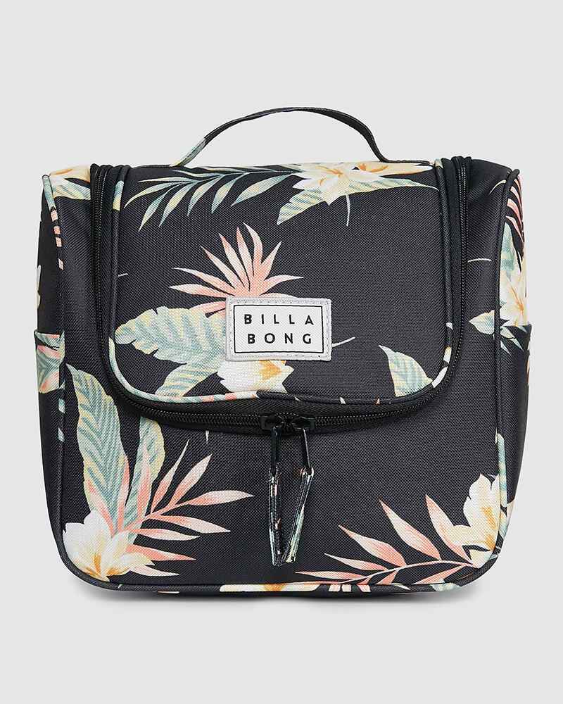 BILLABONG LADIES TRAVEL BEAUTY BAG BLACK / GREEN WomensAccessories