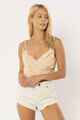 AMUSE SOCIETY SAGE CROP WOVEN CAMI - LIGHT APRICOT