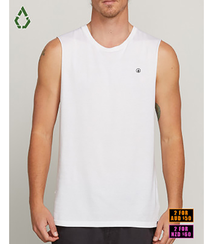VOLCOM MENS SOLID MUSCLE - WHITE