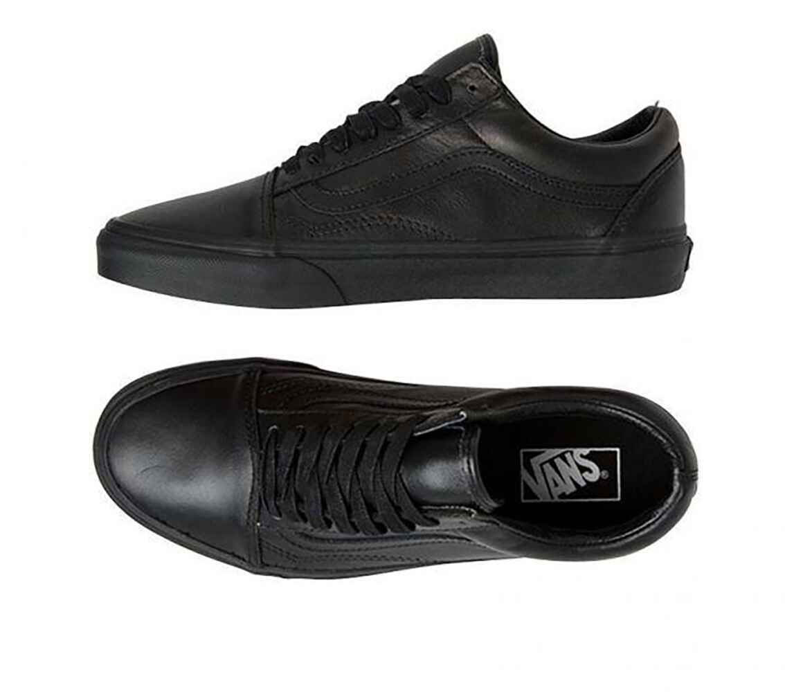 black leather vans size 5.5
