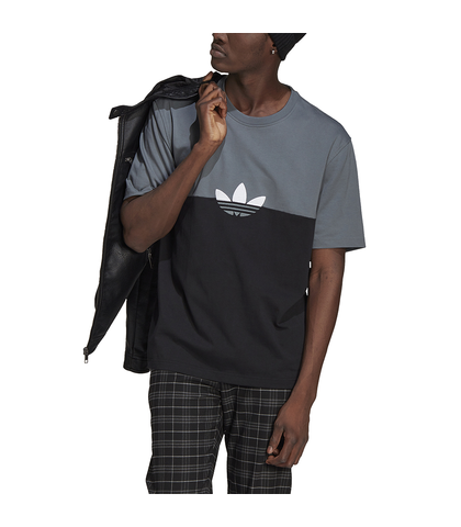 ADIDAS MENS SLICE TREFOIL TEE - BLACK / BLUE OXIDE