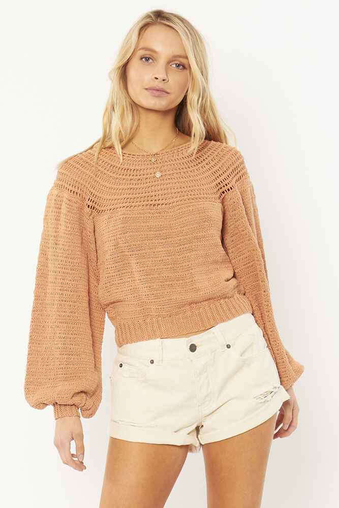 AMUSE SOCIETY STEVIE L/S KNIT SWEATER - CLAY - Womens-Top : Sequence ...