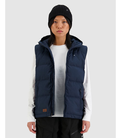 HUFFER LADIES CLASSIC DOWN PUFFER VEST - HERRINGBONE NAVY