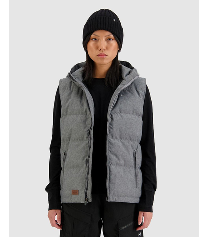 HUFFER LADIES CLASSIC DOWN PUFFER VEST - HERRINGBONE GREY