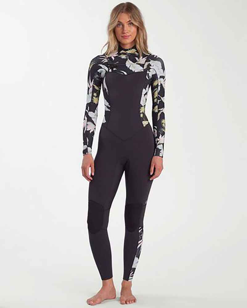BILLABONG LADIES SALTY DAYS 4/3 CHEST ZIP STEAMER MAUI BABE BLACK