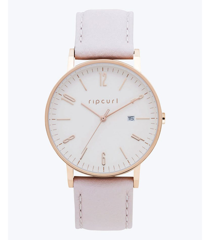 RIPCURL LADIES LATCH ROSE GOLD LEATHER WATCH - PINK