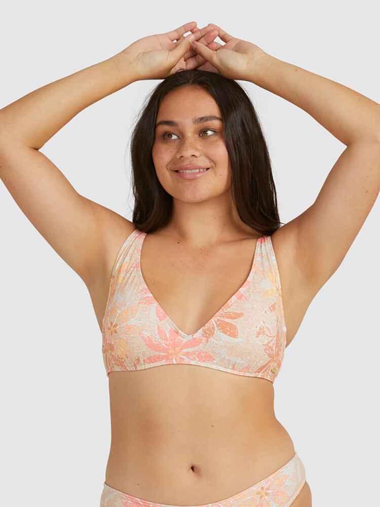ROXY LADY PURE SUNSHINE D CUP UNDERWIRE BIKINI TOP TAPIOCA SUNSHINE