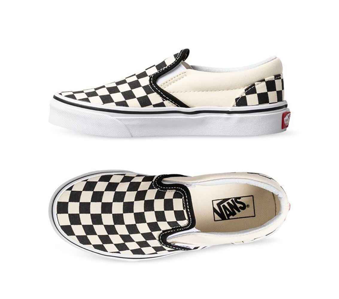 VANS YOUTH CLASSIC SLIP ON SHOE - CHECKERBOARD BLACK / WHITE - Footwear ...