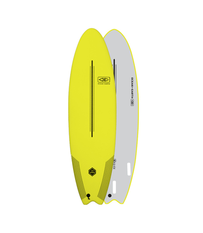 O&E EZI-RIDER SOFTTOP SURFBOARD 6'6 LIME STRIPE