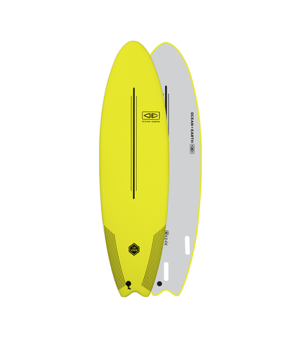 O&E EZI-RIDER SOFTTOP SURFBOARD 6'6 LIME STRIPE