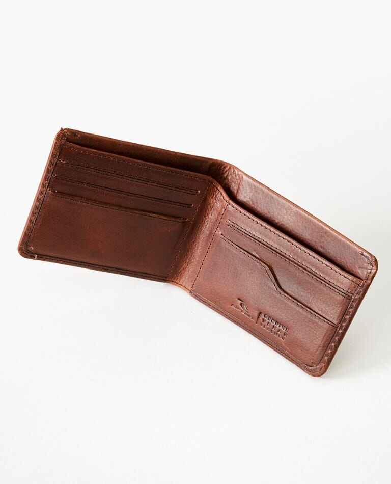 RIPCURL MENS TEXAS RFID ALL DAY LEATHER WALLET BROWN RIP CURL S21