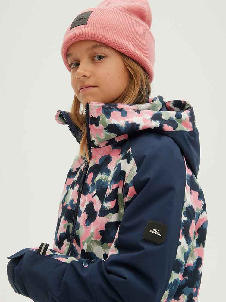 O'NEILL GIRLS ADELITE AOP SNOW JACKET - BLUE AOP / PINK - Youth -Snow ...