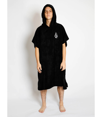 VOLCOM MENS STONE HOODED TOWEL - BLACK