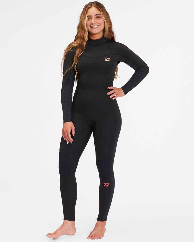 BILLABONG LADIES SYNERGY 3/2 GBS BACK ZIP STEAMER - WILD BLACK - Surf ...