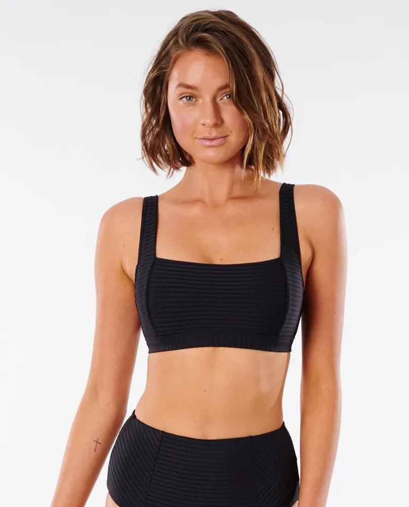 RIPCURL LADIES PREMIUM SURF DD CROP BIKINI TOP BLACK Womens