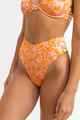 RHYTHM LADIES EVANGELINE FLORAL V H-WAISTED BIKINI PANT - MANDARIN