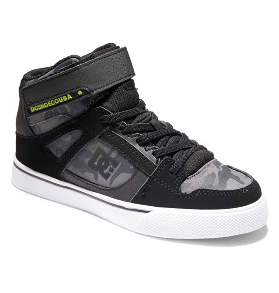 DC BOYS PURE HIGH-TOP SHOE - BLACK / CAMOUFLAGE - Footwear-Youth Shoes ...