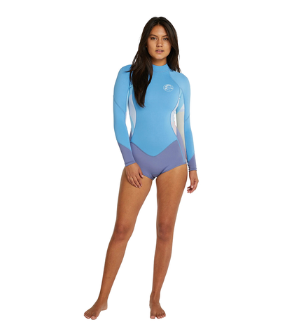 O'NEILL LADIES BAHIA BACKZIP L/S MID SPRINGSUIT 2MM - MIST/FOG